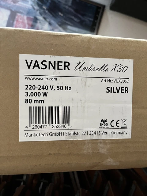 VASNER Umbrella X30 Infrarot Heizstrahler Sonnenschirm Terrassenstrahler Silber 3