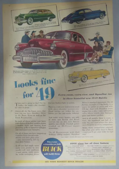 Buick Car Ad: Buick Looks Fine For '49 from 1949 Size: 11 x 15 inches