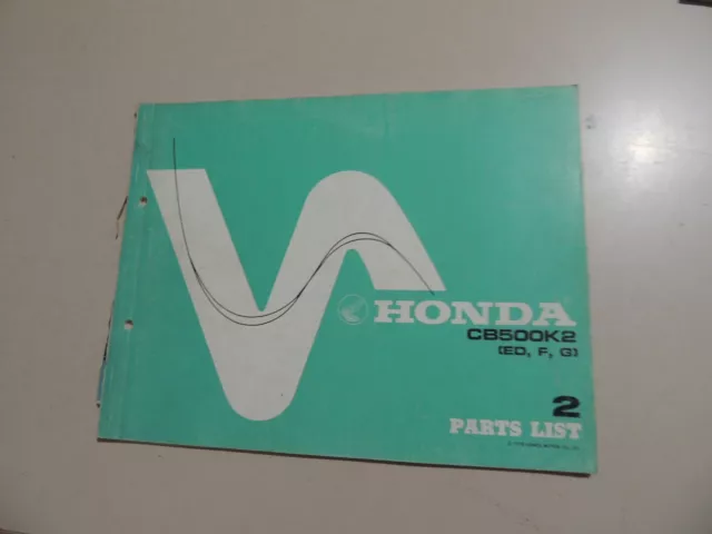 Parts List catalogo ricambi catalogo Honda CB500 K2 manuale officina