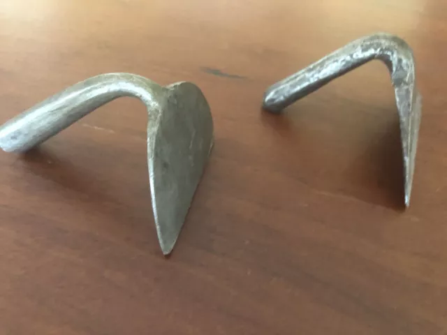 Two Antique CHILD-SIZE Early PA Hand Forged Iron Dough Scrapers-Rare