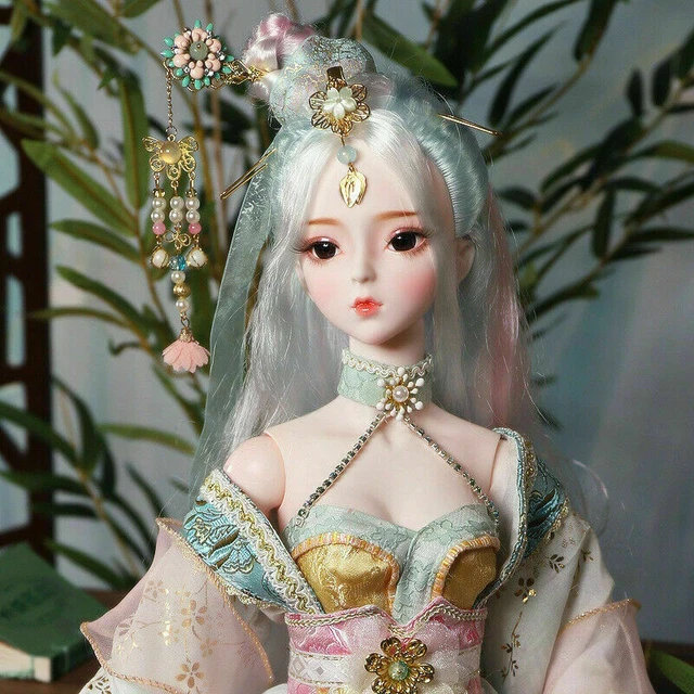 1/3 bambola BJD ragazza 60 cm giunto palla + trucco viso + occhi + parrucca + set completo vestiti 3