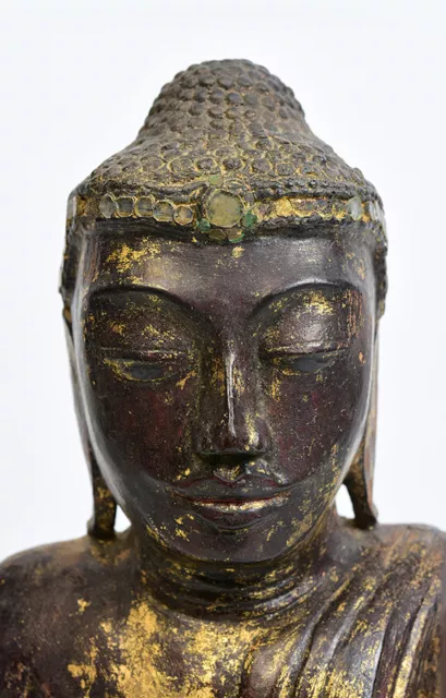 18th Century, Shan, Antique Burmese Wooden Seated Buddha 2