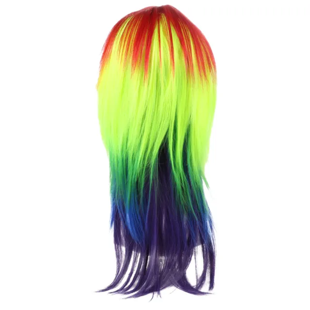 Rainbow Wig Long Cosplay Realistic Hair Punk Costume Headgear