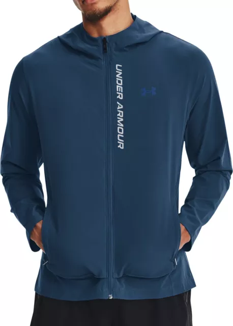 Chaqueta de Correr Under Armour para Hombre OutRun The Storm Azul Reflectante Resistente al Viento