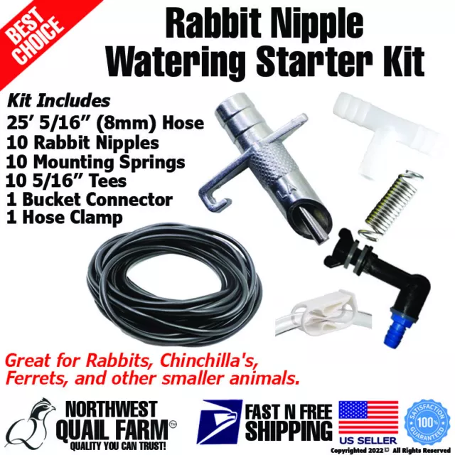 Rabbit Nipple Watering Start Kit Gravity Fed Watering Set Ups 10 Nipples