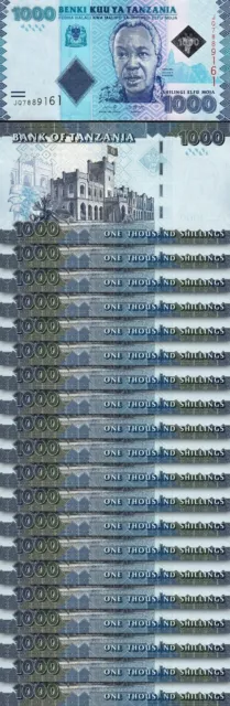 Tanzania 1000 Shillings Nd 2020, UNC, 20 PCS Consecutive LOT, P-New