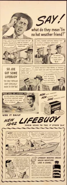 Lifebuoy Health Soap Made to Stop Body Odor Vintage Print Ad 1942