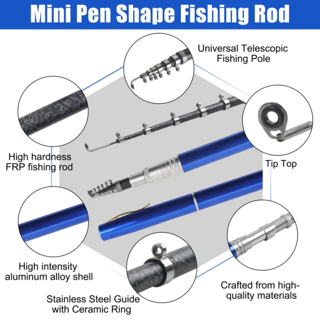 1m/1.6m Pen Fishing Rod Mini Pocket Collapsible Fishing Pole Telescopic Fish Rod 3