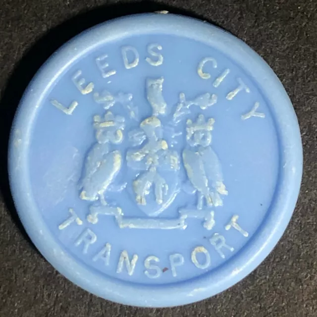 Leeds City Transport England Plastic Transit Token Baby Blue 4D 21mm c50's-60's