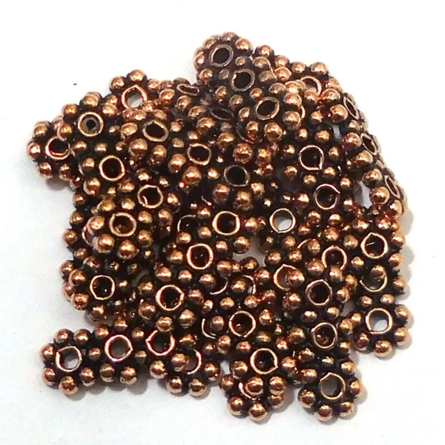 75 Pcs 8Mm Bali Flower Daisy Spacer Beads Oxidized Copper