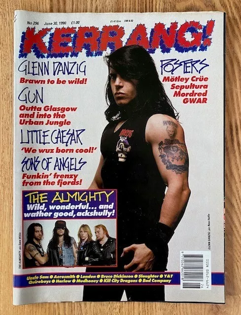 Kerrang Magazine No. 296 June 30, 1990 - Glenn Danzig Cover - All Posters Intact