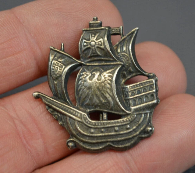 Belle Broche Ancienne En Forme De Bateau - Bijou Vintage - Occasion