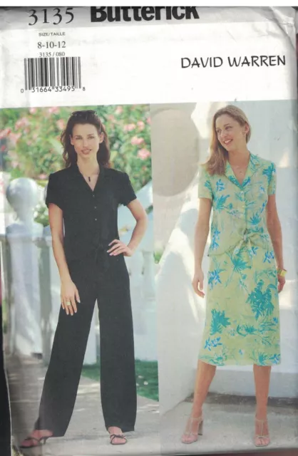 3135 Butterick SEWING Pattern Misses Top Skirt Pants David Warren Uncut FF OOP