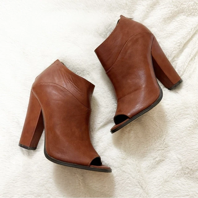 Michael Antonio John Peep Toe Cognac HeelAnkle Booties Size 6