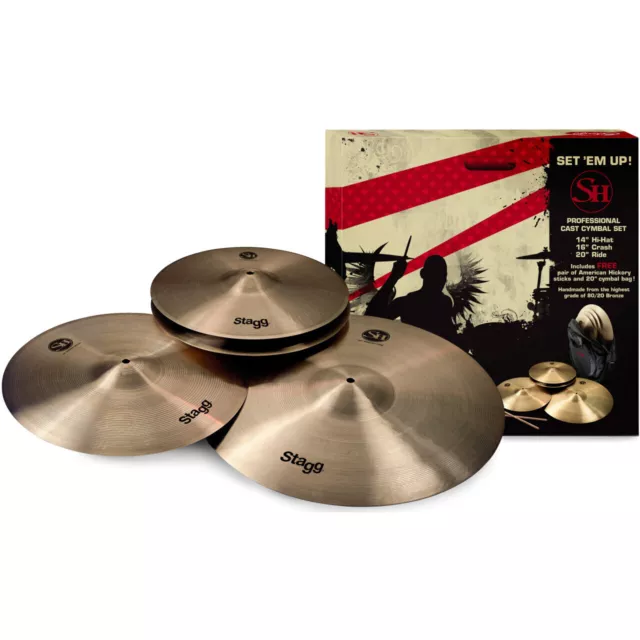 Stagg SH-SET SH Series Cymbal Set, 14" HiHat, 16" Crash, 20" Ride (NEW)