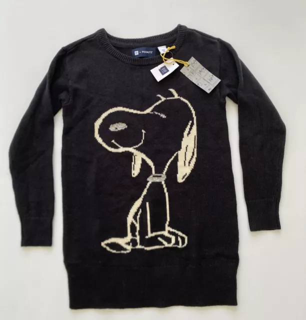 GAP x PEANUTS Gray Snoopy Knit Sweater Dress Long Sweater Size S 6-7 NWT