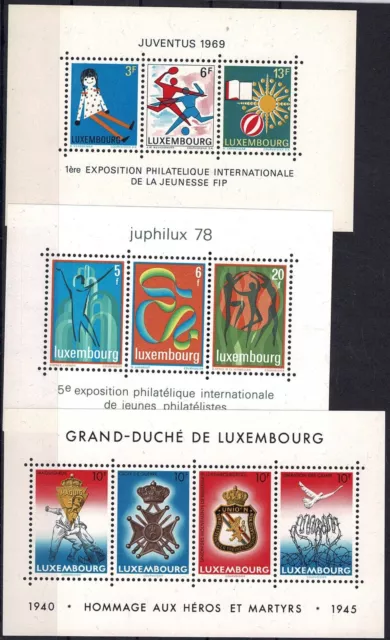 Luxemburg Luxembourg 3 Blocks Juventus, Juphilux, 2.Weltkrieg Widerstand MNH**