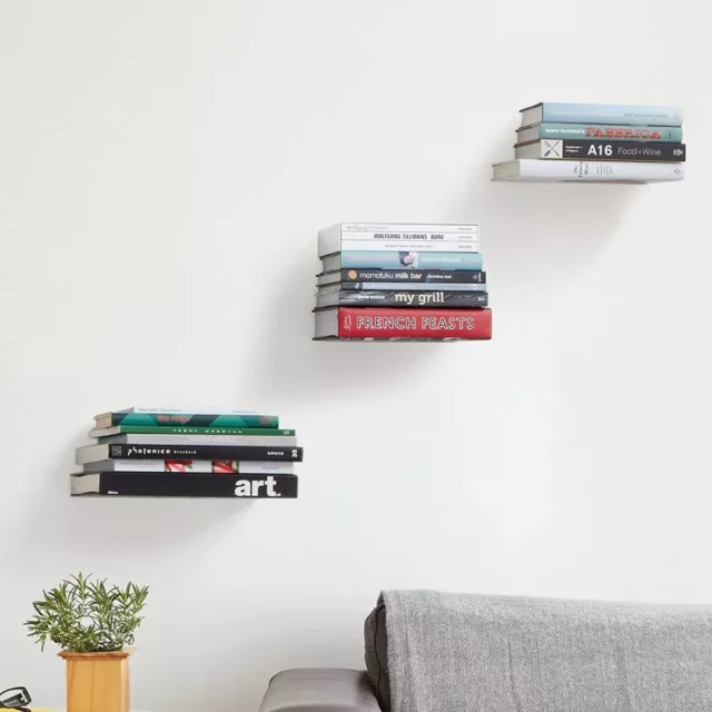 2/3 Pcs Wall Home Decor Design Student Creative Hidden Invisible Book Shelf 2