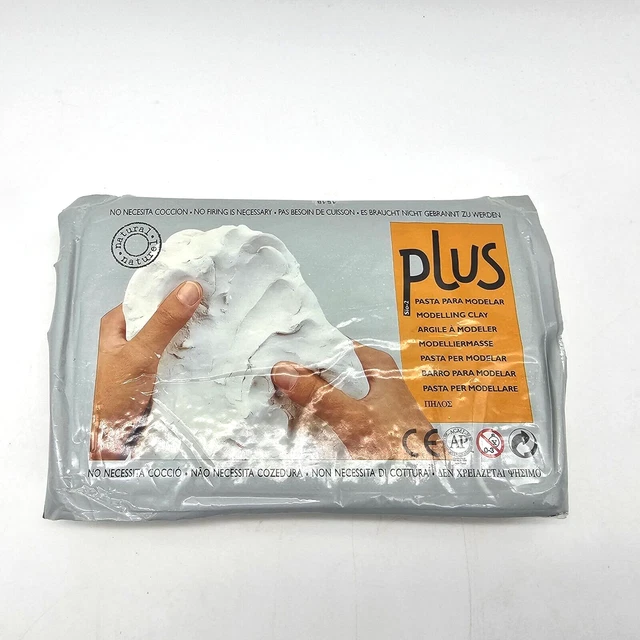 PLUS CLAY AIRDRY NonToxic SelfHardening Natural Clay, White, 2.2