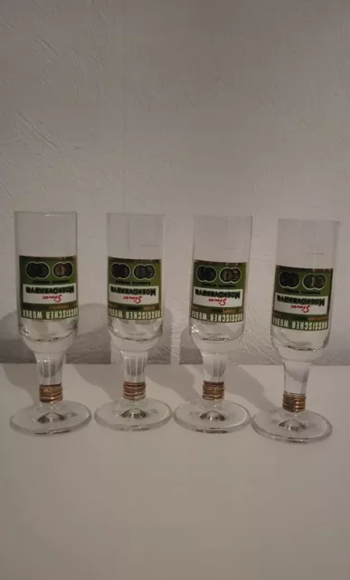 4x Moskovskaya Vodka Glas Shot Gläser Flaschenoptik Neu 4cl Wodka Kristall grün