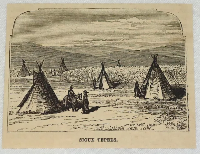 Piccolo 1881 Rivista Incisione ~ Sioux Tepees