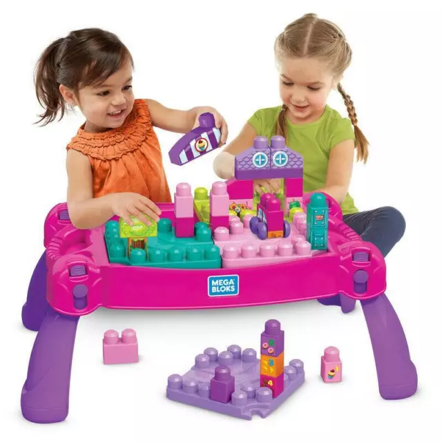 BABY MEGA BLOKS Toy Big Building Bag Buildable Blocks Table Pink