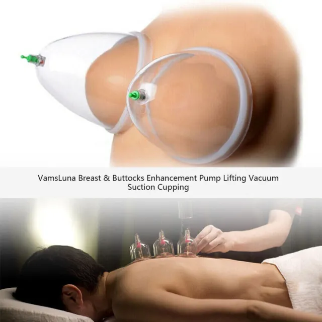 Breast Buttocks Enlarger Pump Massager Dual Cup Kits Natural Enhancement Vacuum