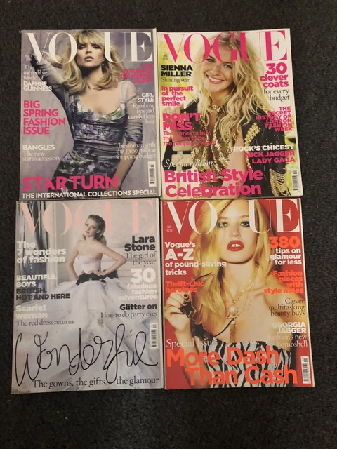 4 Vogue Magazines 2009 Fashion Georgia Jagger Lara Stone Sienna Miller Kate Moss