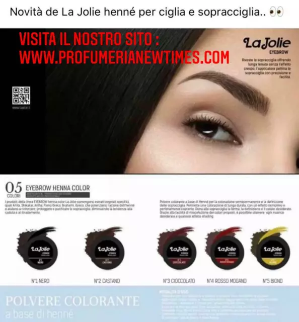 LA JOLIE EYEBROW HENNE' POLVERE COLORANTE PER SOPRACCIGLIA VARI COLORI 15ml