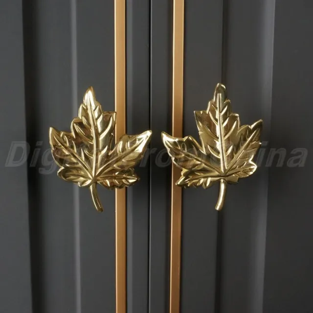 Unique Brass Leaf Drawer Cabinet Knob Dresser Pull Wardrobe Closet Door Handle