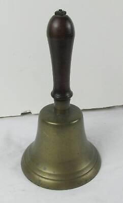 Brass Bell Wood Handle Hand Held School Bell Original Clapper 10"