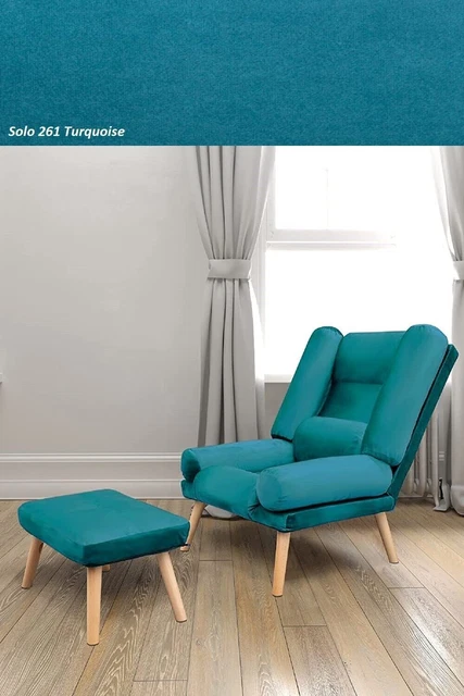 Poltrona A Orecchie Con Sgabello Viola | Stile Country, Imbottita Con Cuscino E Sospensioni A Onda | Perfetta Per Relax E Lettura