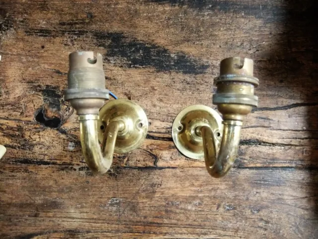 2  Vintage brass wall bracket  lights.