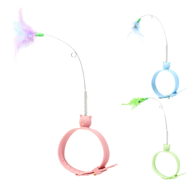 INTERACTIVE CAT FEATHER Collar Funny Cats Stick Cat Toys Cat Teaser