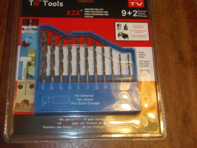 TG Tools 9 +2 PC KIK HS Drill Bit Set, 9 sizes Multi-edge hex shank  ( PO-145 )