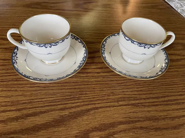 2 Lenox Footed Cups Saucers Presidential Collection Liberty Made in USA