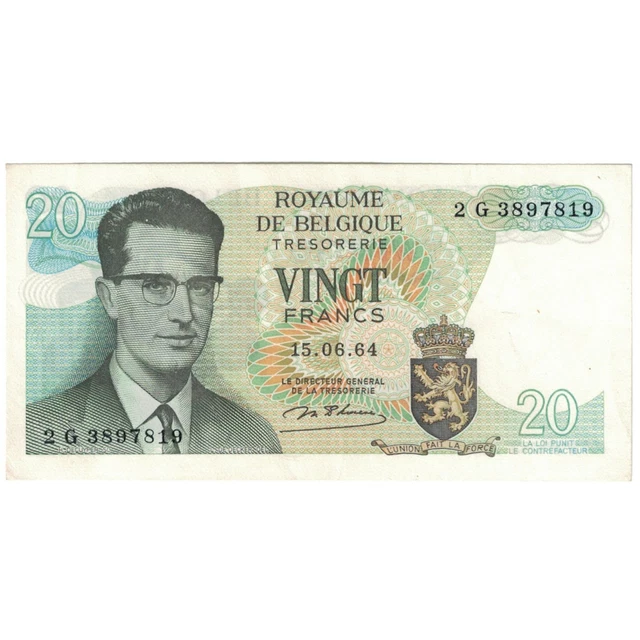 [#194237] Banknote, Belgium, 20 Francs, 1964, 1964-06-15, KM:138, AU(55-58)
