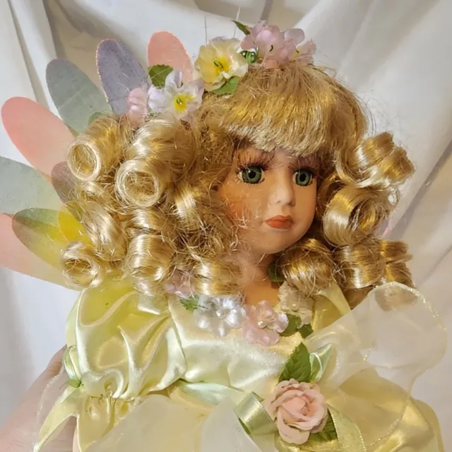Heritage Signature Collection Porcelain Fairy Doll with Fiber Optic Feathers 8