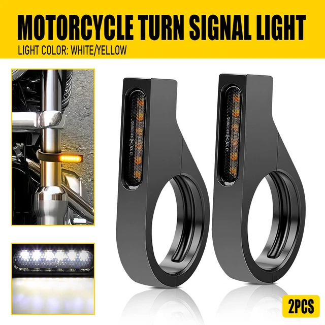 Motorcycle Parts 2x White/Amber Switchback LED Turn Signal DRL Light Strips For Motorcycle - AUXITO Motorcycle Turn Signals Light - Foto 8