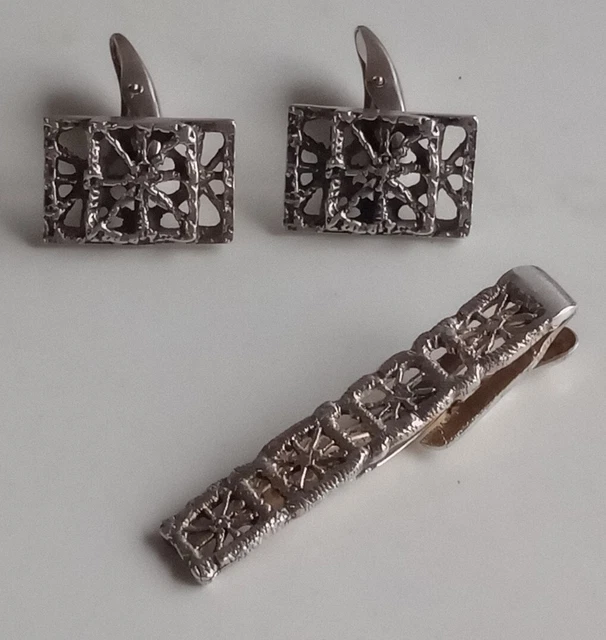 Vintage Sterling Silver Square Diamond Boutons de manchette Géométrique Poker Card Player - France