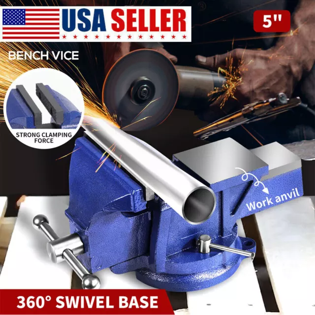 5 Inch Bench Vise Vice Shop Equipment Mechanic Tool Garage Workbench 360° Swivel