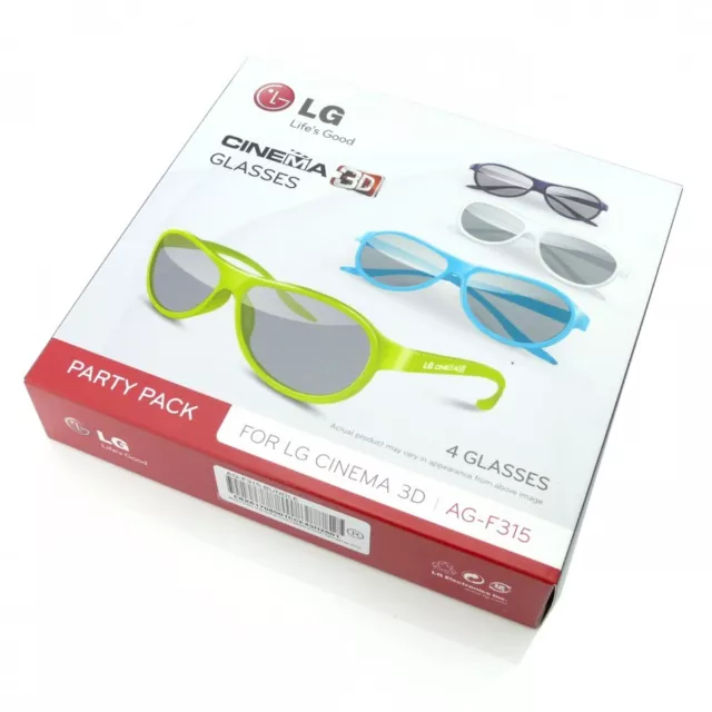 LG AG-F315 PARTY PACK - Kit di 4 Occhiali 3D passivi colorati stereoscopici