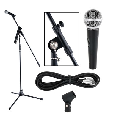Auna Microphone pro studio dynamique voix speech chant bonnette anti-vent pied léger 