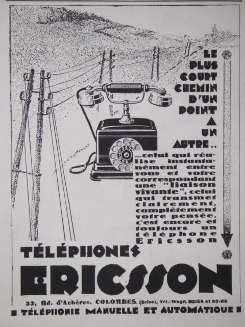 1929 Advertisement Ericsson Shortest Way From Point To Point Phone