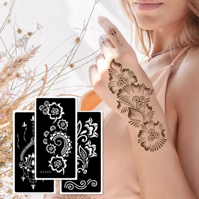 Entfernbar Falsche Tattoo Schwarz Sticker Spitze Blumenmuster Totem Henna Körp ￢