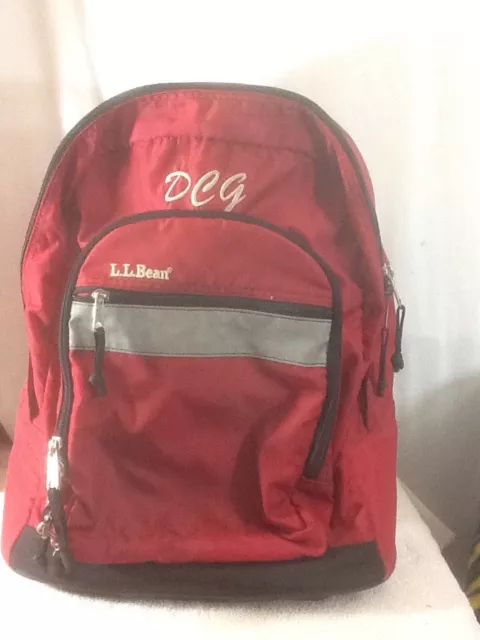 Nice Red & Black LL BEAN Large Rolling Backpack Duffle Travel Book Pack Initials