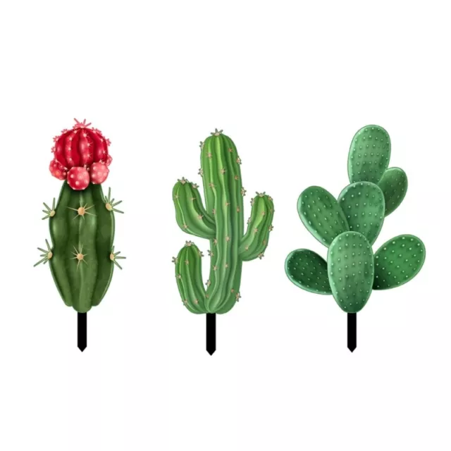 Green Plant Cactus Garden Stake Ornaments Crafts Supplies Household