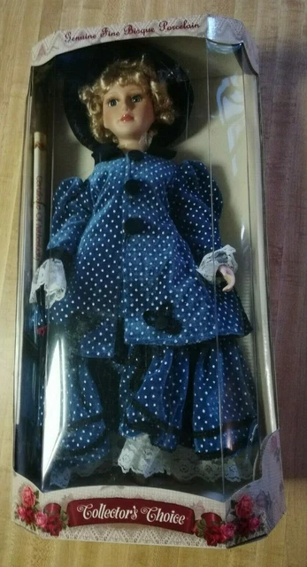 Collector's Choice Porcelain Doll - blonde with blue polka dot dress