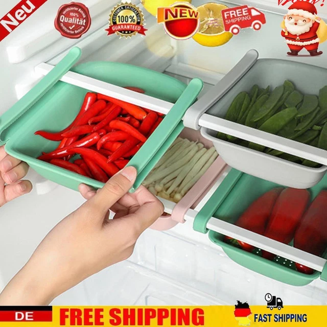 Cassetto organizzatore estensibile regolabile frigorifero porta alimenti scatola uova
