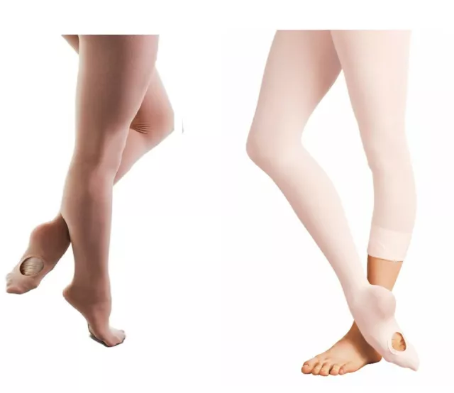 Girls Children Ballet Tights Soft Convertible Transition Footed  Footless Dance